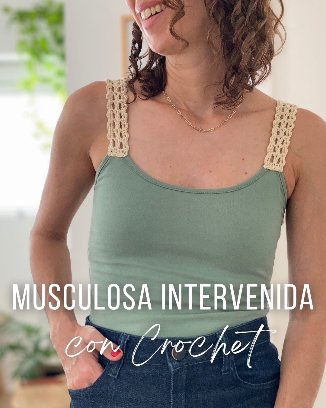 Musculosa intervenida con crochet – Breteles Tejidos