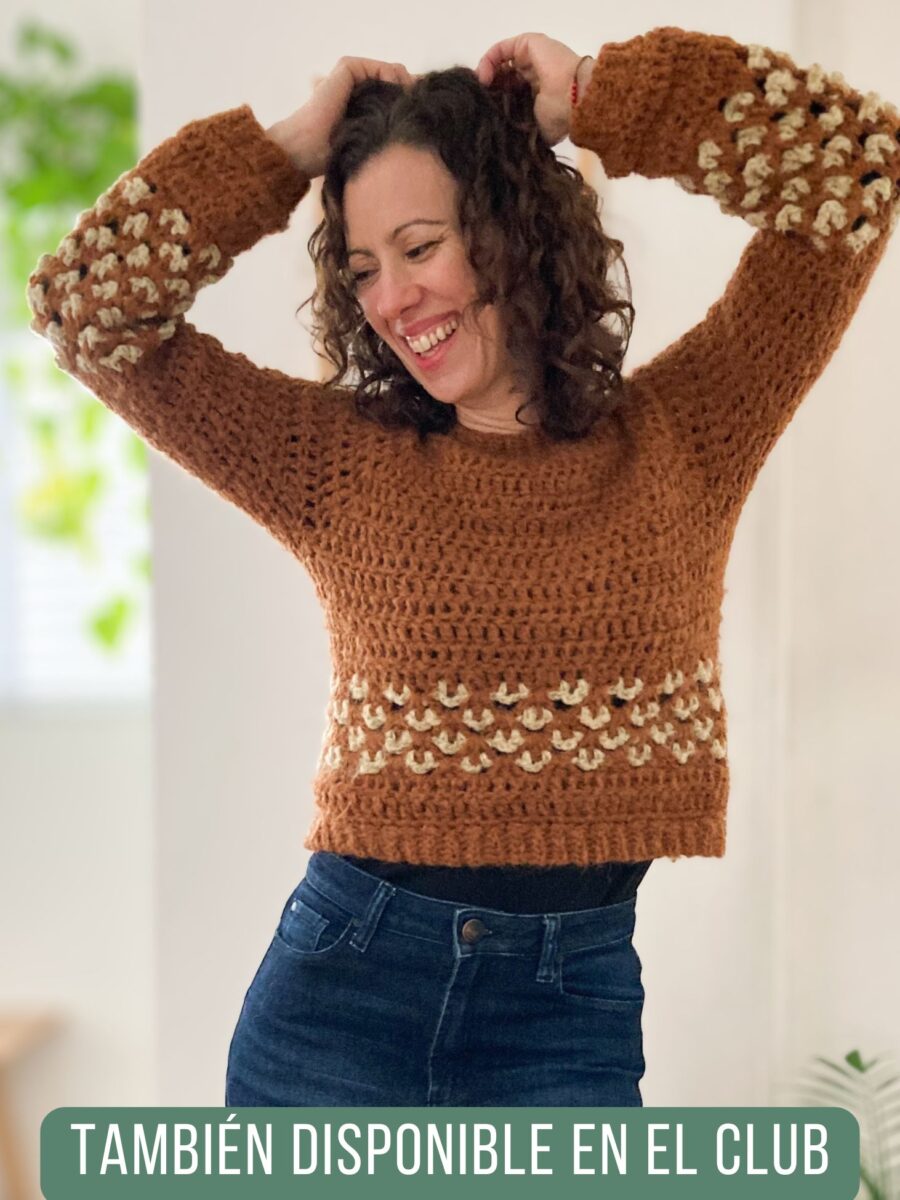 Sweater Alondra – Técnica Top Down con Bajada de Escote & SIN COSTURAS